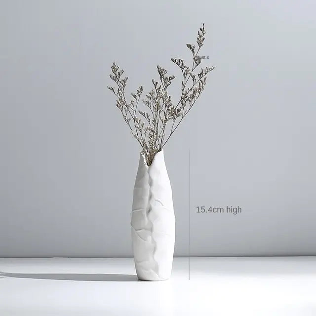 Modern Minimalist White Hemp Rope Ceramic Vase